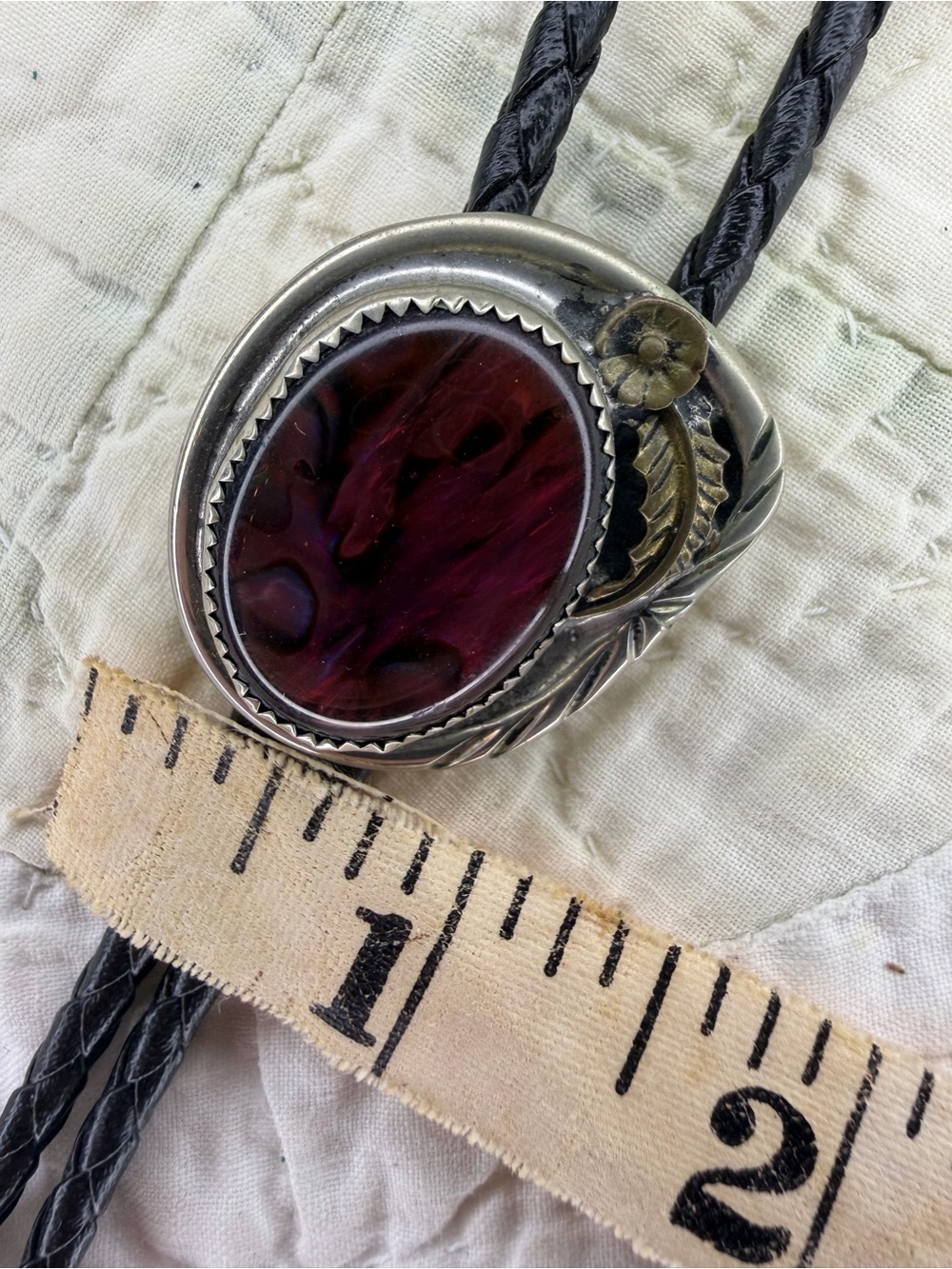VTG Dragons Breath Silver Pendant Bolo Tie Necklace Adjustable Country Western - Picture 12 of 13